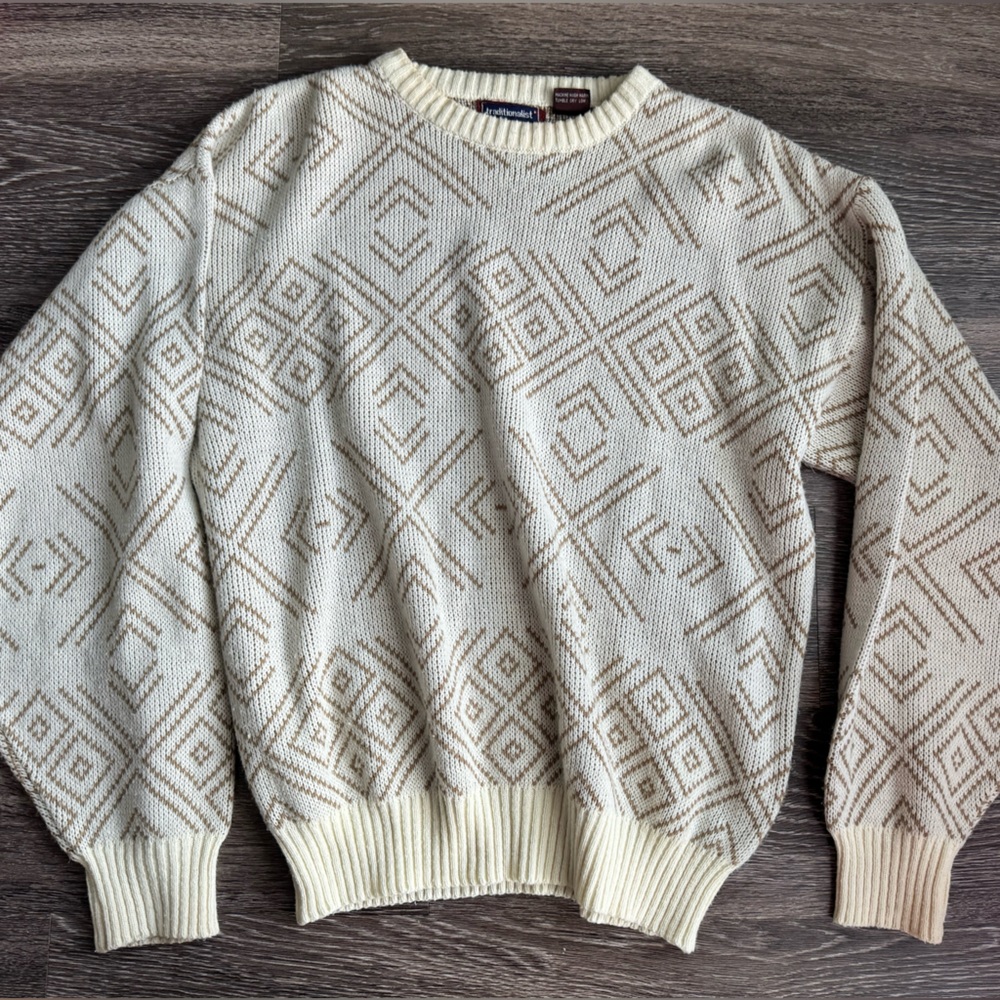 Beige Geometric Sweater